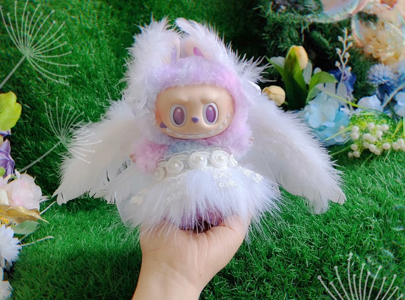 Enchanted Angelic LABUBU Outfit: Soft Plush Wings, Pastel Hues & Magical Fairy Tale Design - Image 1