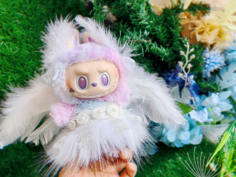 Enchanted Angelic LABUBU Outfit: Soft Plush Wings, Pastel Hues & Magical Fairy Tale Design - Image 3