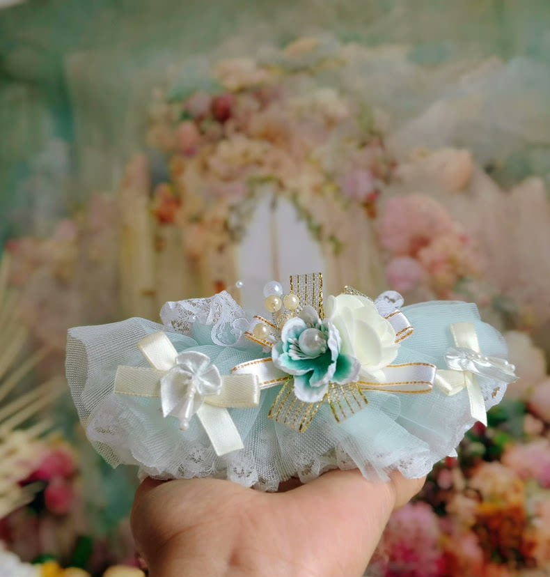 Whimsical Mint Green Bridal Ensemble for Labubu – Elegant Tulle & Lace Doll Outfit with Floral Accents - Image 4