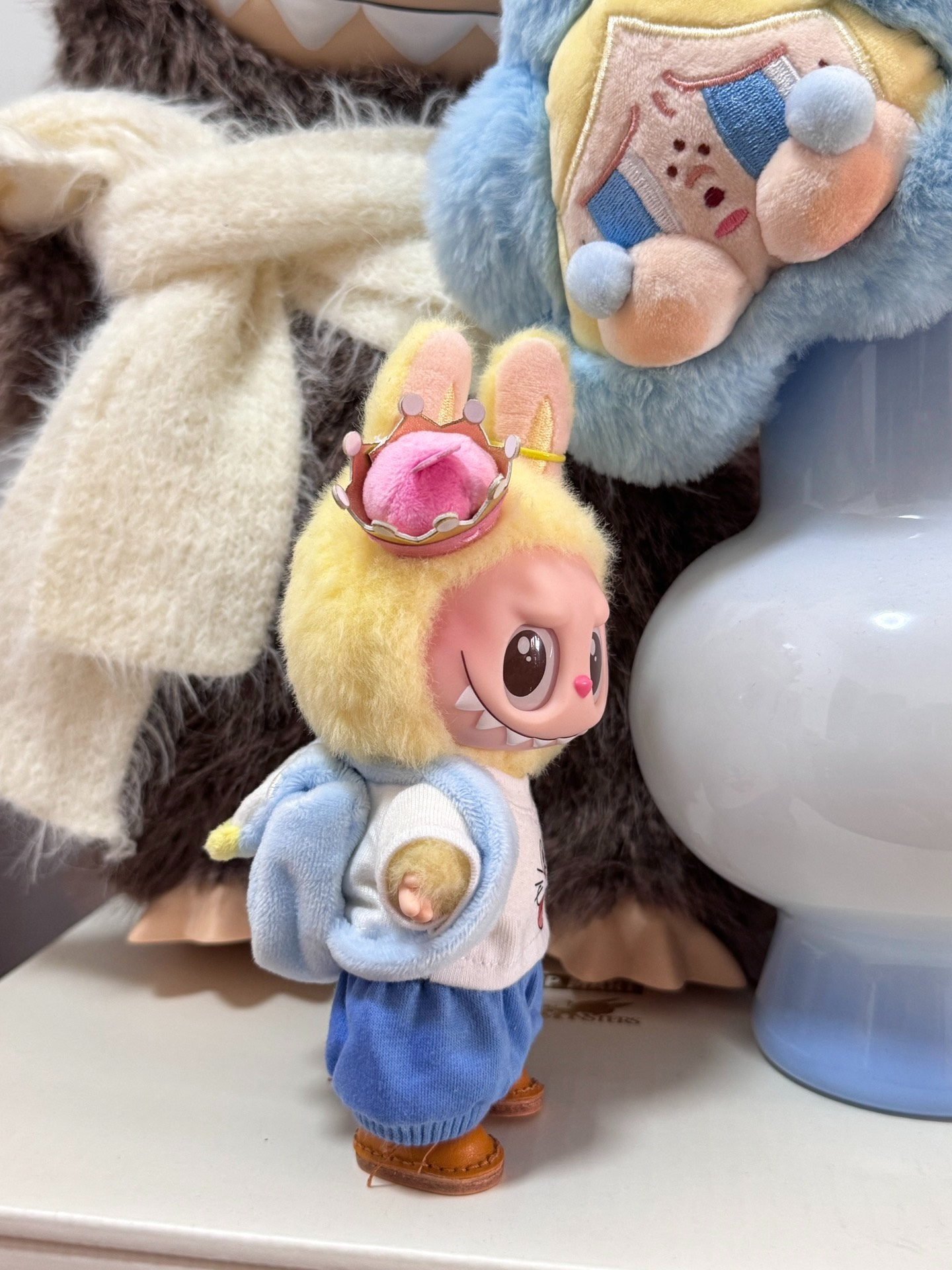 Whimsical Labubu Doll Outfit – Blue Vest & Crown Set for Playful Collectors - Image 2