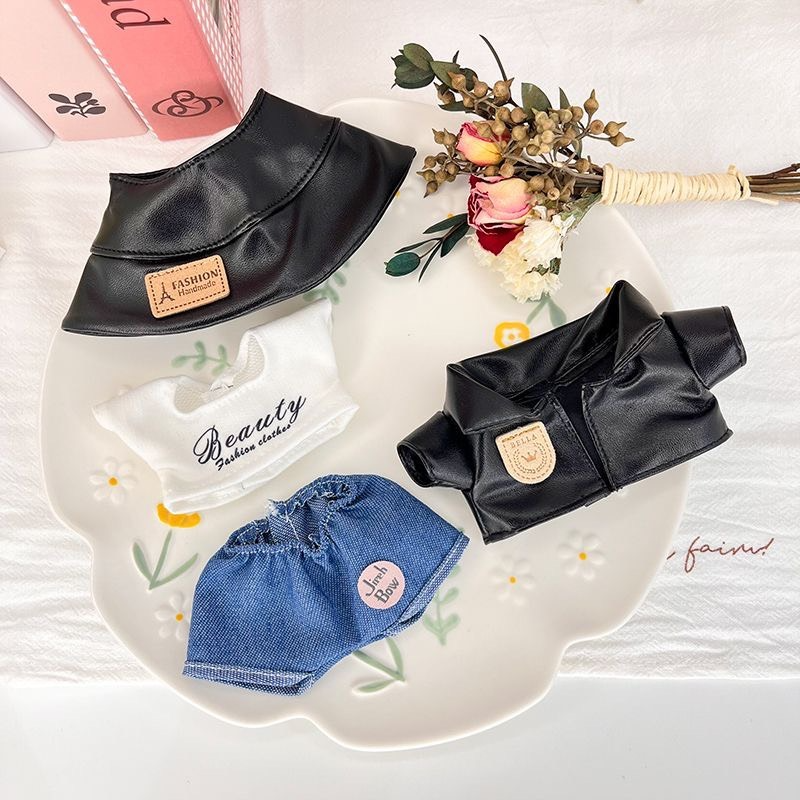 Stylish Labubu Doll Outfit: Fisherman Hat, Leather Jacket & Denim Pants – Premium Handmade Fashion for Collectors - Image 3
