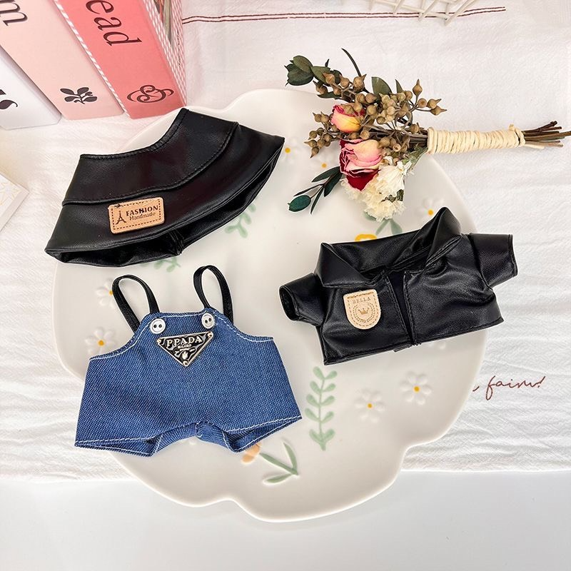 Stylish Labubu Doll Outfit: Fisherman Hat, Leather Jacket & Denim Pants – Premium Handmade Fashion for Collectors - Image 6