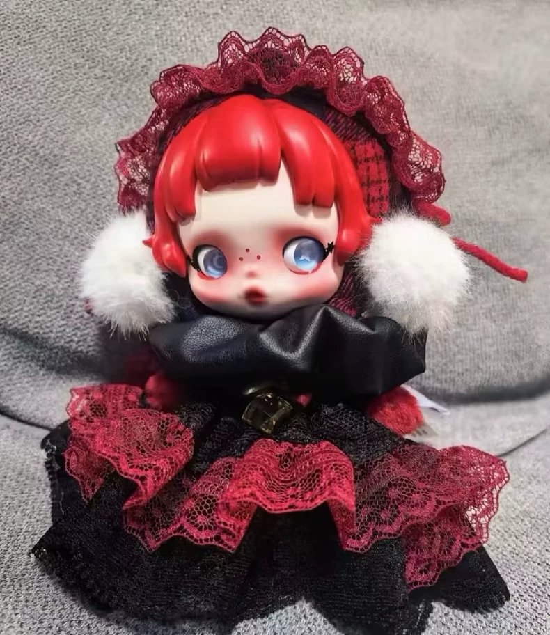 Gothic Skullpanda Doll Outfit: Lace Headband & Skirt Set | Red & Black Luxury Customization - Image 1