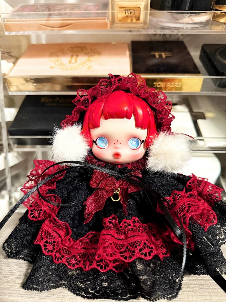 Gothic Skullpanda Doll Outfit: Lace Headband & Skirt Set | Red & Black Luxury Customization - Image 3