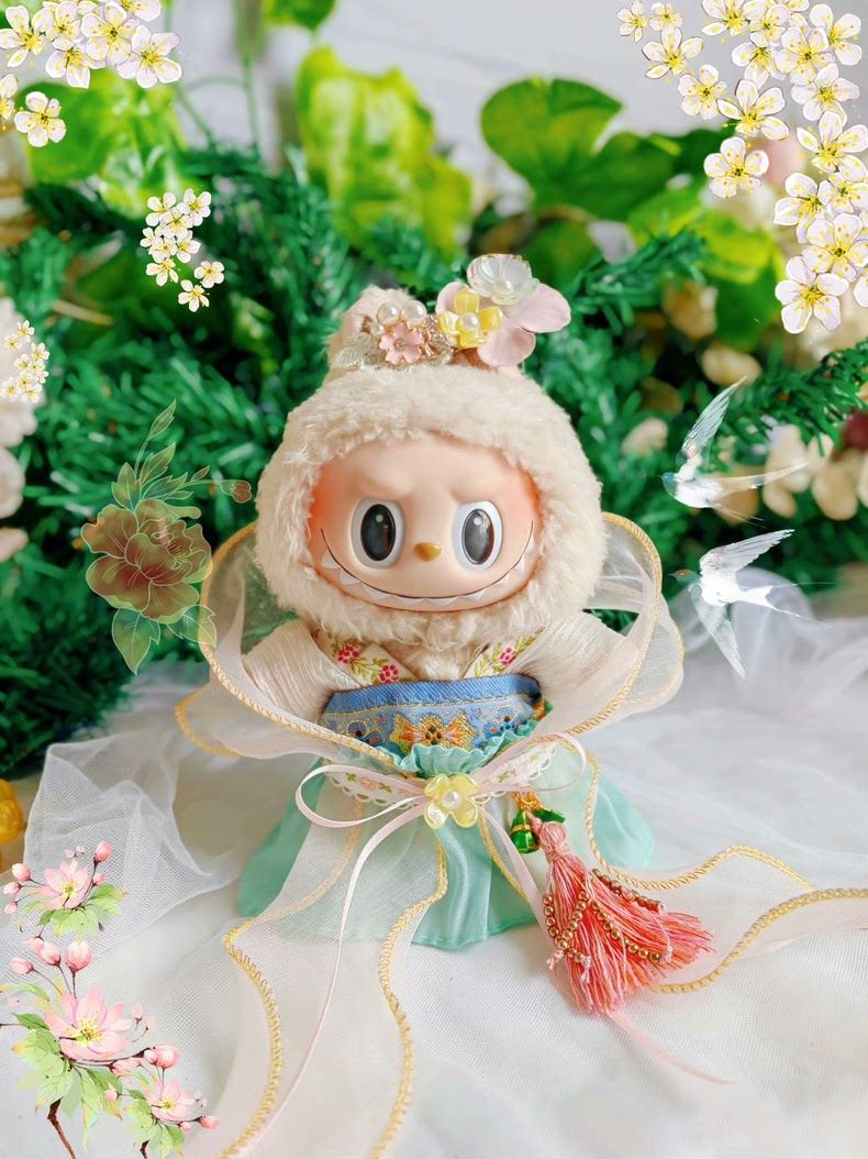 Exquisite Hanfu Labubu Outfit: Dragon Boat Festival-Inspired Silk Ensemble for 17cm Dolls - Image 3