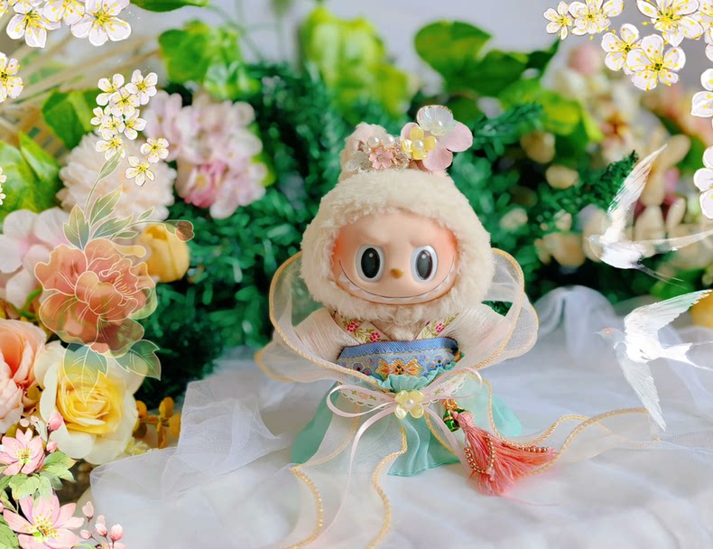 Exquisite Hanfu Labubu Outfit: Dragon Boat Festival-Inspired Silk Ensemble for 17cm Dolls - Image 4