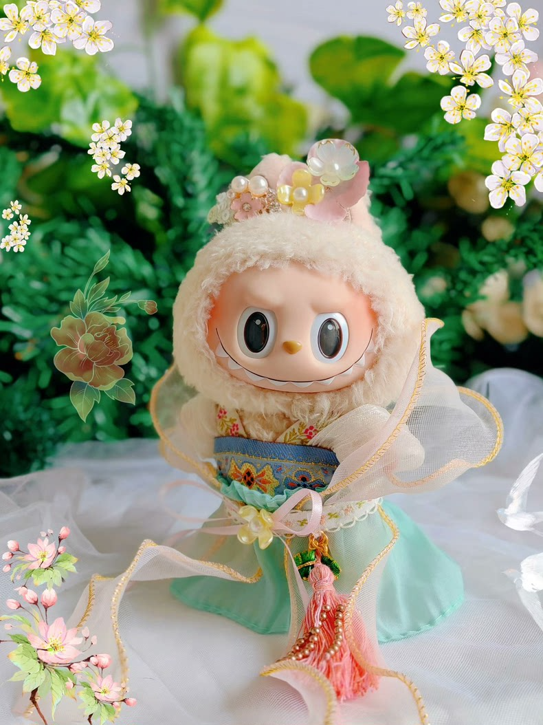 Exquisite Hanfu Labubu Outfit: Dragon Boat Festival-Inspired Silk Ensemble for 17cm Dolls - Image 6