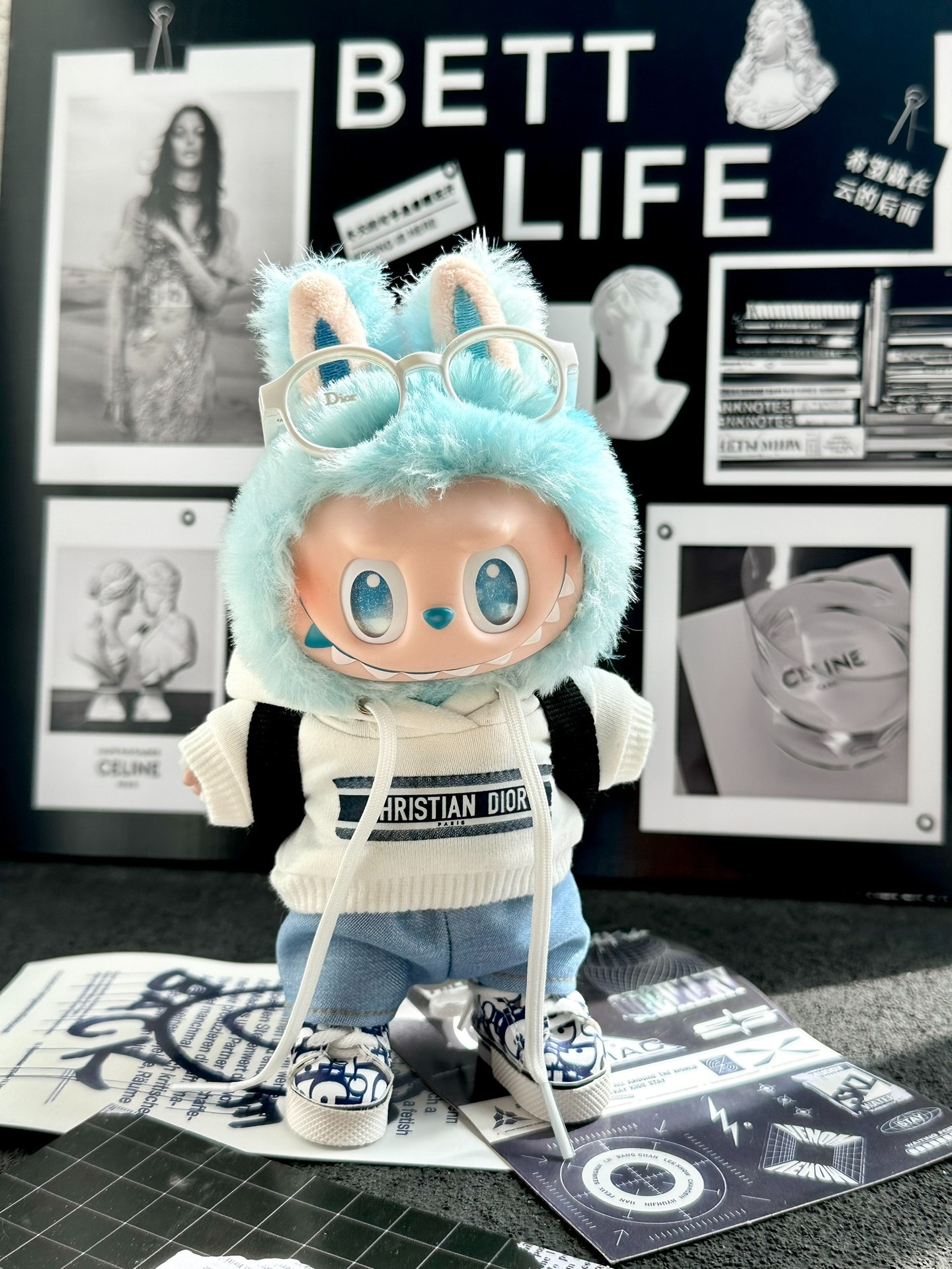 Stylish LABUBU Doll Outfit: Trendy Hoodie & Denim Set with Designer Accessories – Premium Collectible Fashion - Image 1
