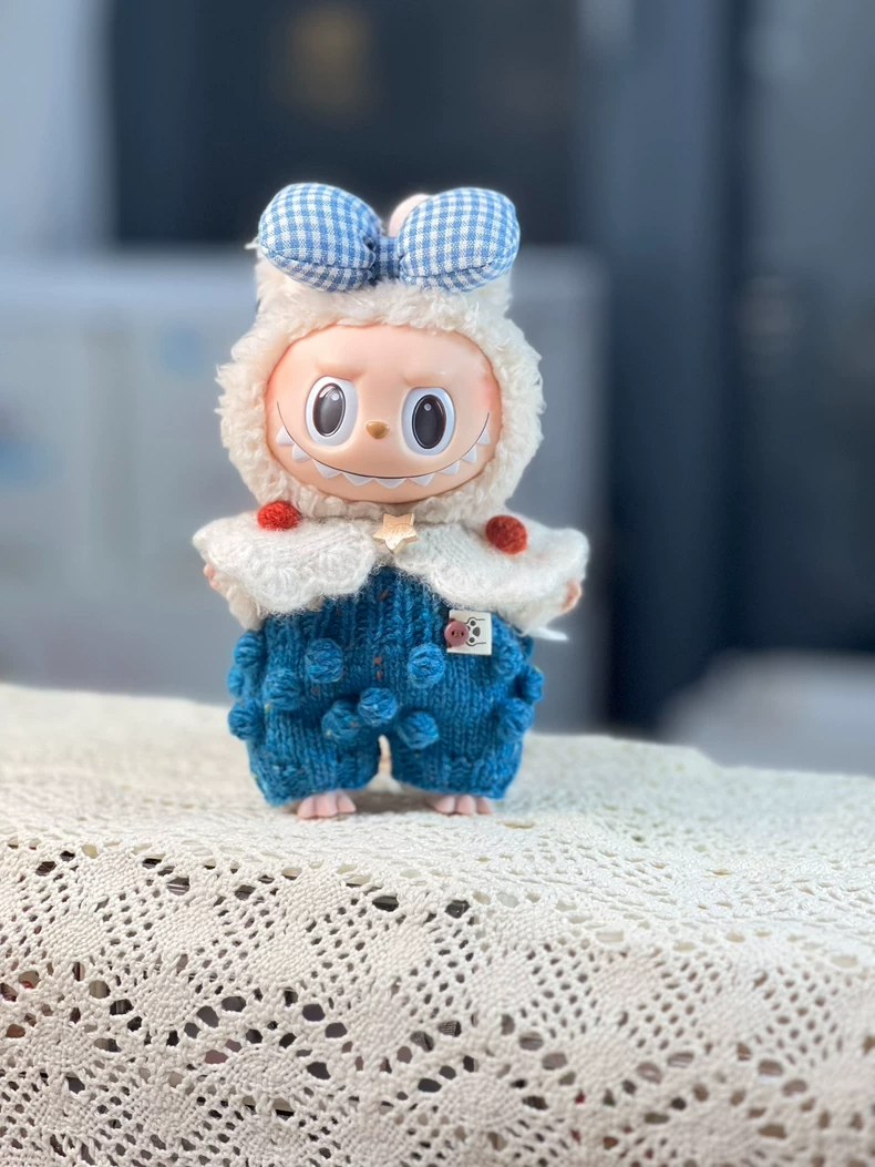 Charming Labubu Doll Outfit - Plush Hooded Top, Knit Pants & Interchangeable Accessories for Collectors - Image 1