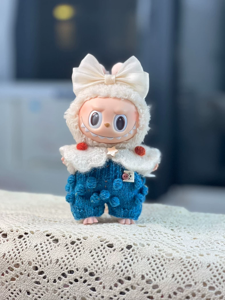 Charming Labubu Doll Outfit - Plush Hooded Top, Knit Pants & Interchangeable Accessories for Collectors - Image 2
