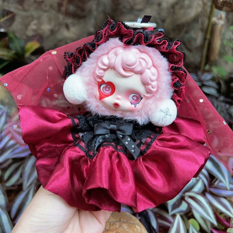 Whimsical Winter Melody SkullPanda Outfit: Elegant Lace & Satin Ballet Ensemble for Collectors - Image 1