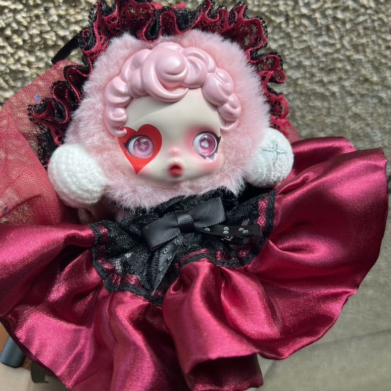 Whimsical Winter Melody SkullPanda Outfit: Elegant Lace & Satin Ballet Ensemble for Collectors - Image 2