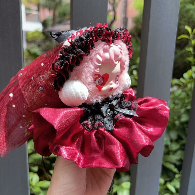 Whimsical Winter Melody SkullPanda Outfit: Elegant Lace & Satin Ballet Ensemble for Collectors - Image 4