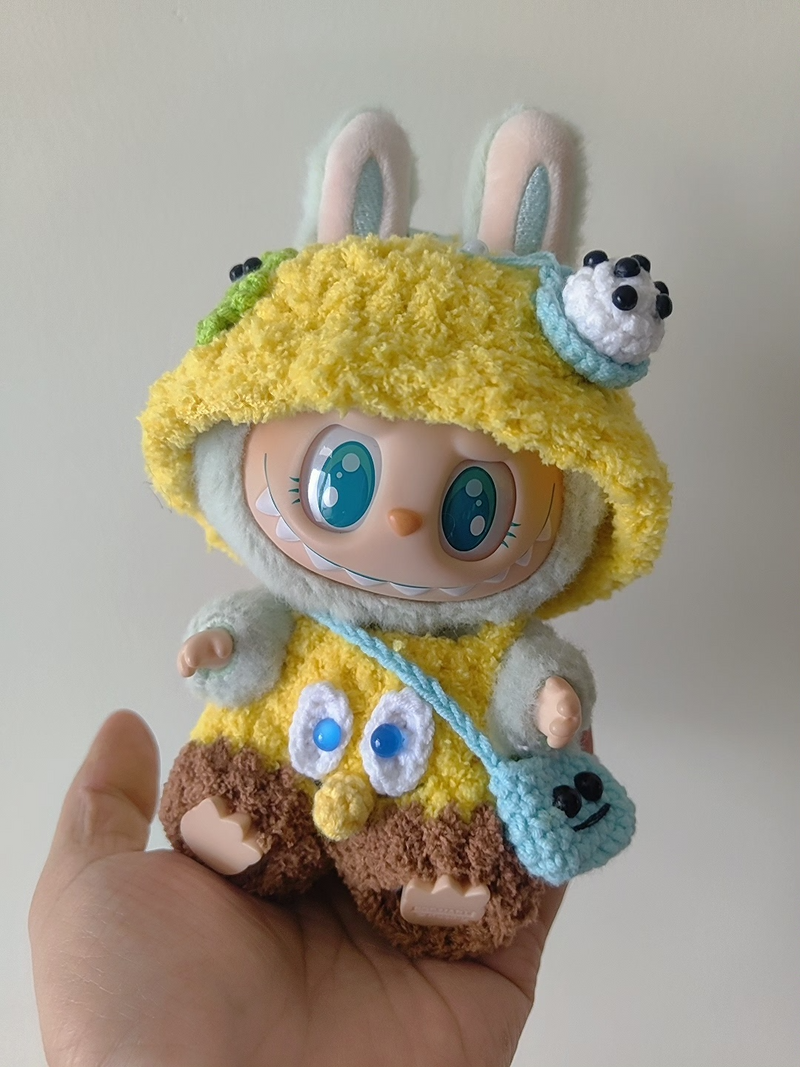 Whimsical Yellow Labubu Plush Outfit – Cozy Hat & Pants for Playful Collectible Fun - Image 1