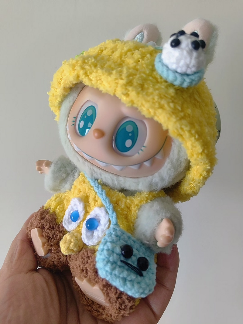 Whimsical Yellow Labubu Plush Outfit – Cozy Hat & Pants for Playful Collectible Fun - Image 3