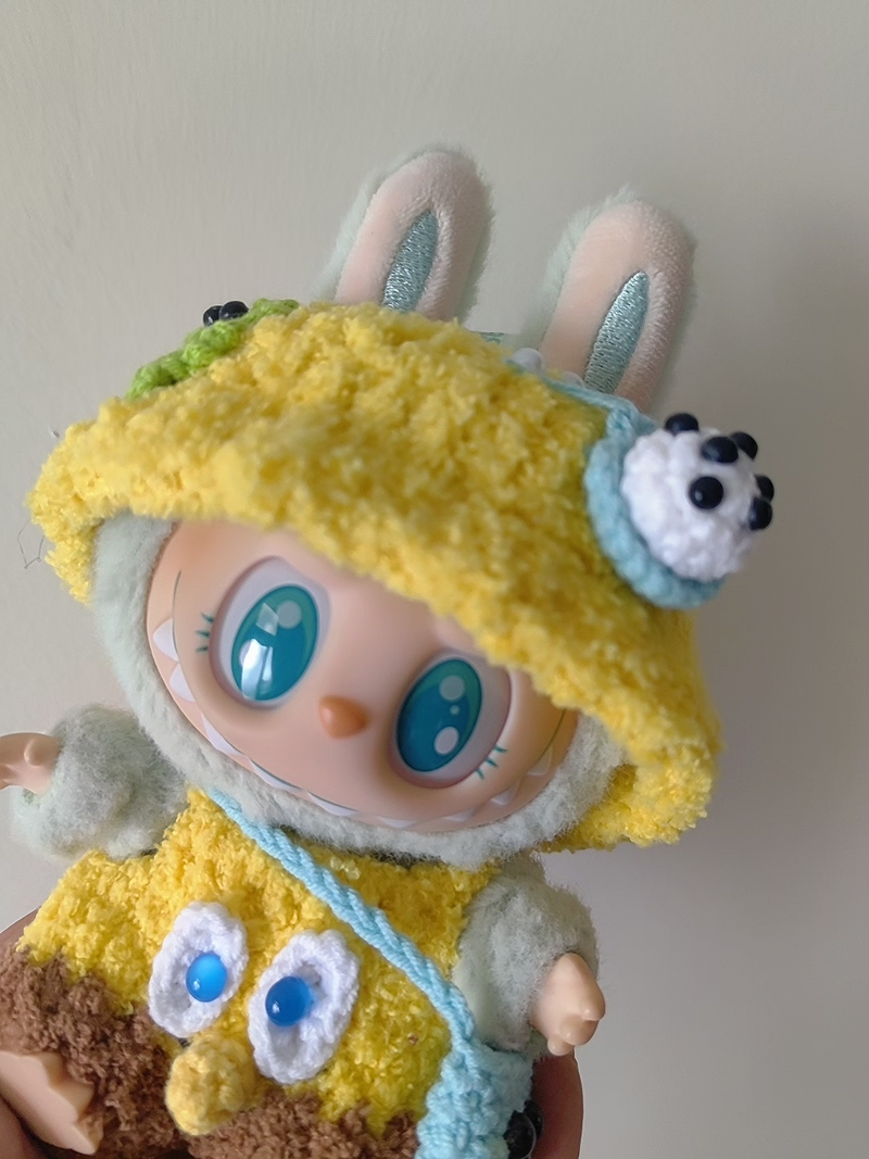Whimsical Yellow Labubu Plush Outfit – Cozy Hat & Pants for Playful Collectible Fun - Image 4