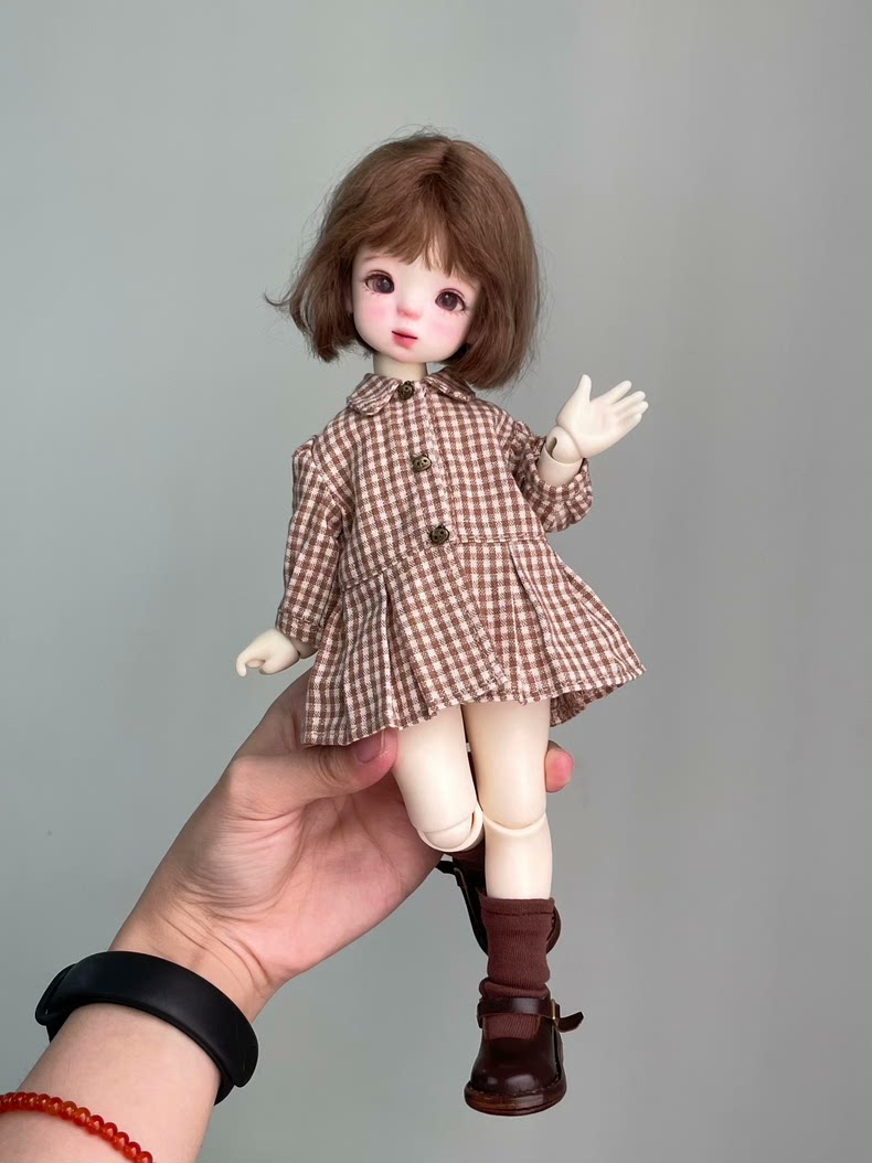 Charming Knit & Plaid BJD 1/6 Outfit - Cozy Elegant Versatile - Image 4