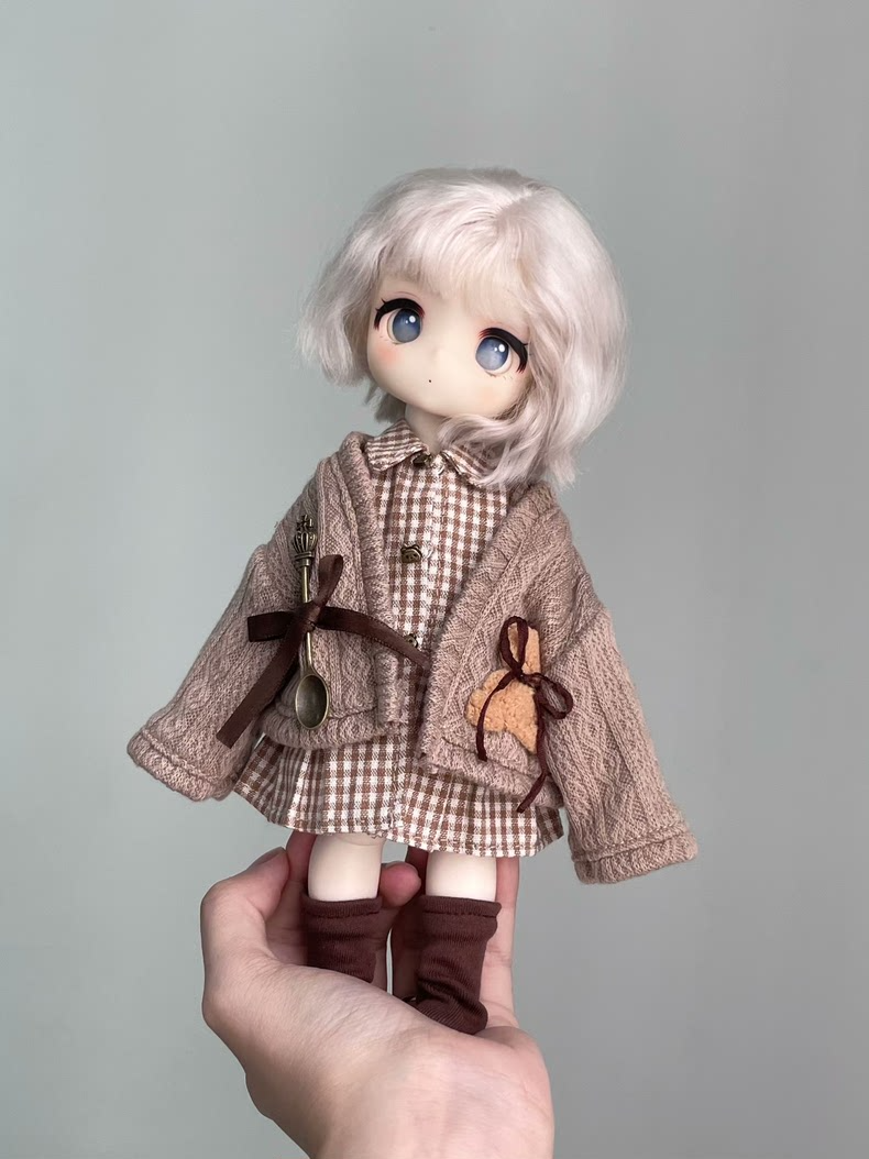 Charming Knit & Plaid BJD 1/6 Outfit - Cozy Elegant Versatile - Image 5