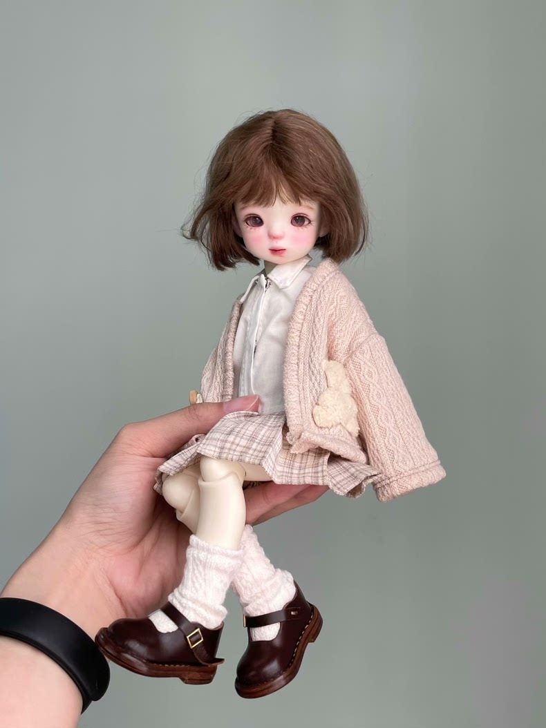 Charming Knit & Plaid BJD 1/6 Outfit - Cozy Elegant Versatile - Image 7