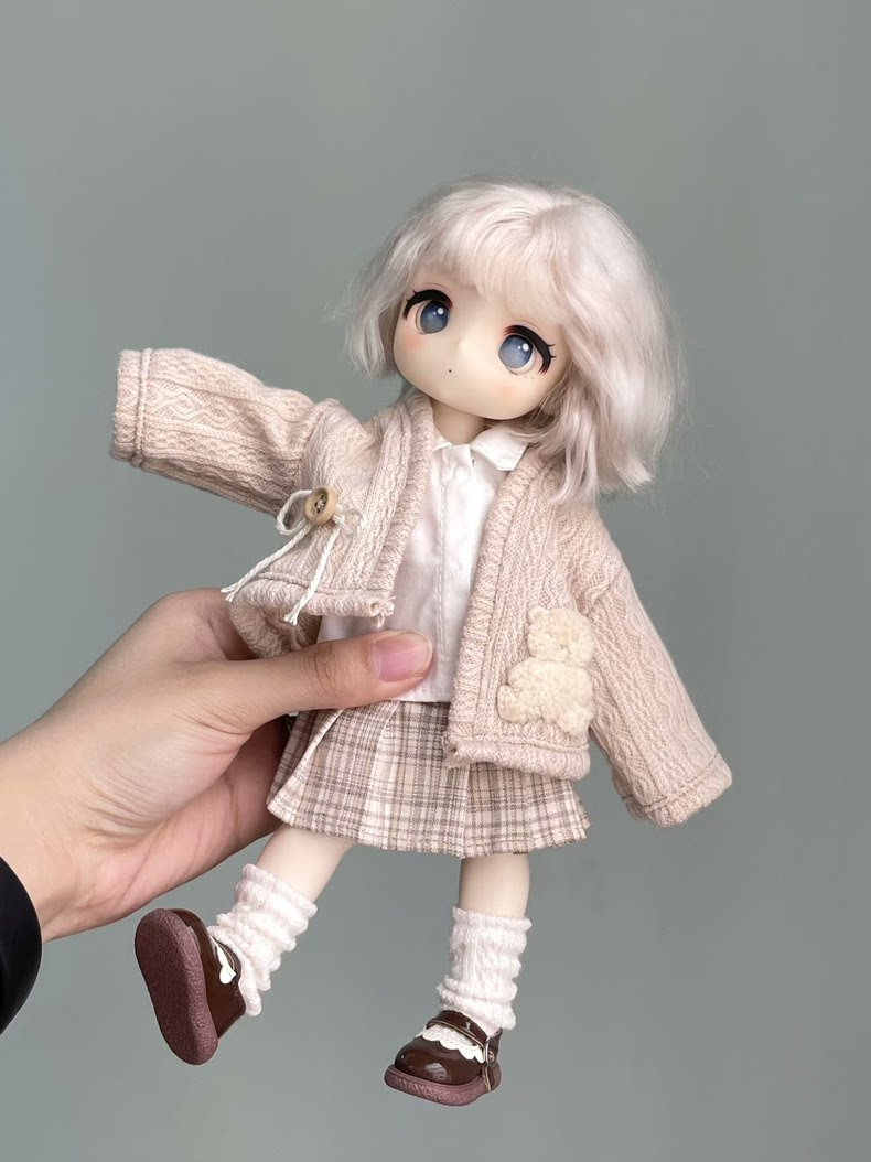 Charming Knit & Plaid BJD 1/6 Outfit - Cozy Elegant Versatile - Image 8