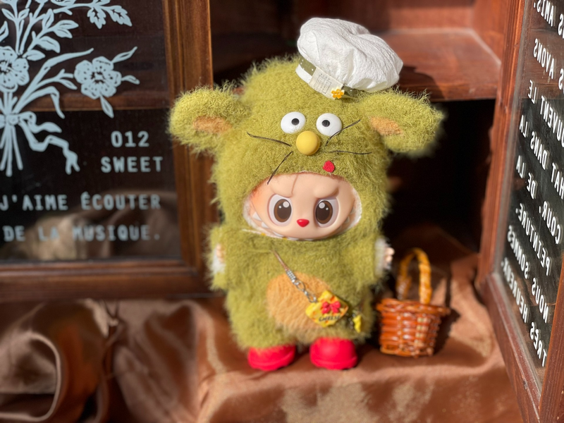 Whimsical Mouse Labubu Doll Outfit with Cheese Bag & Red Shoes – Playful & Collectible - Image 1