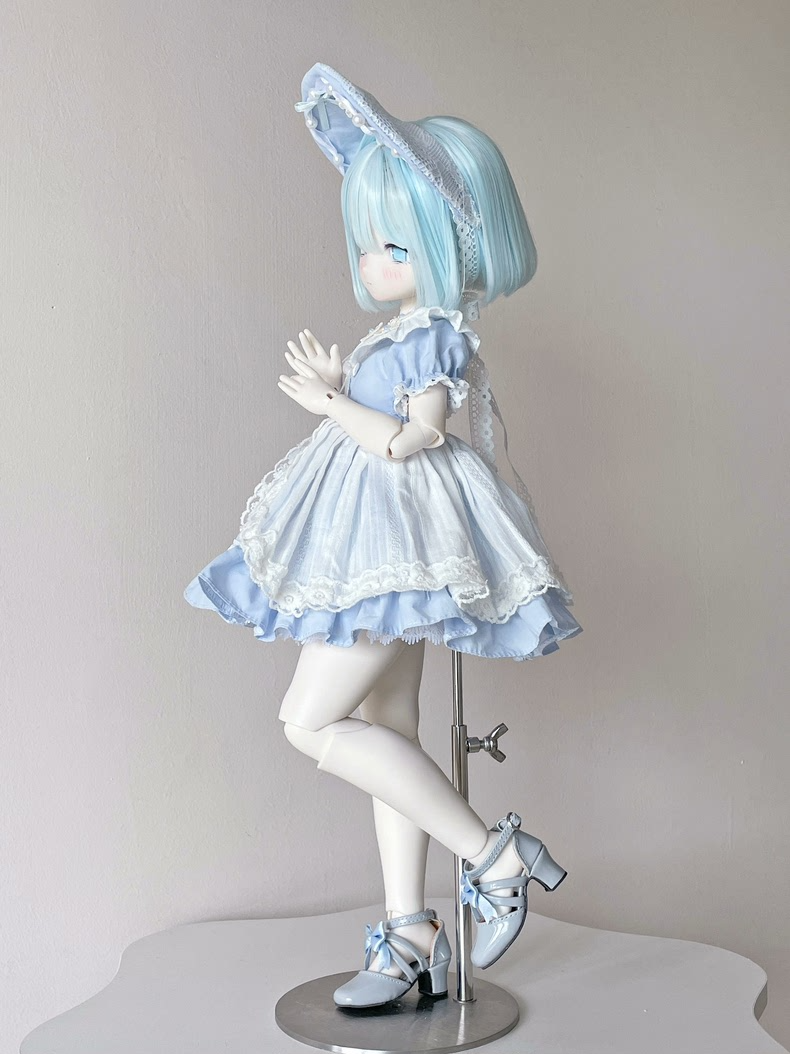 Elegant 1/4 BJD Doll Outfit: Pastel Lace Dress with Headpiece | Premium Quality - Image 4