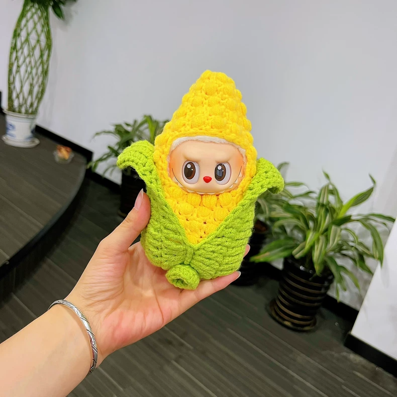 Charming Labubu Corn-Themed Crochet Outfit – Vibrant, Durable & Perfect for Collectible Figures - Image 1