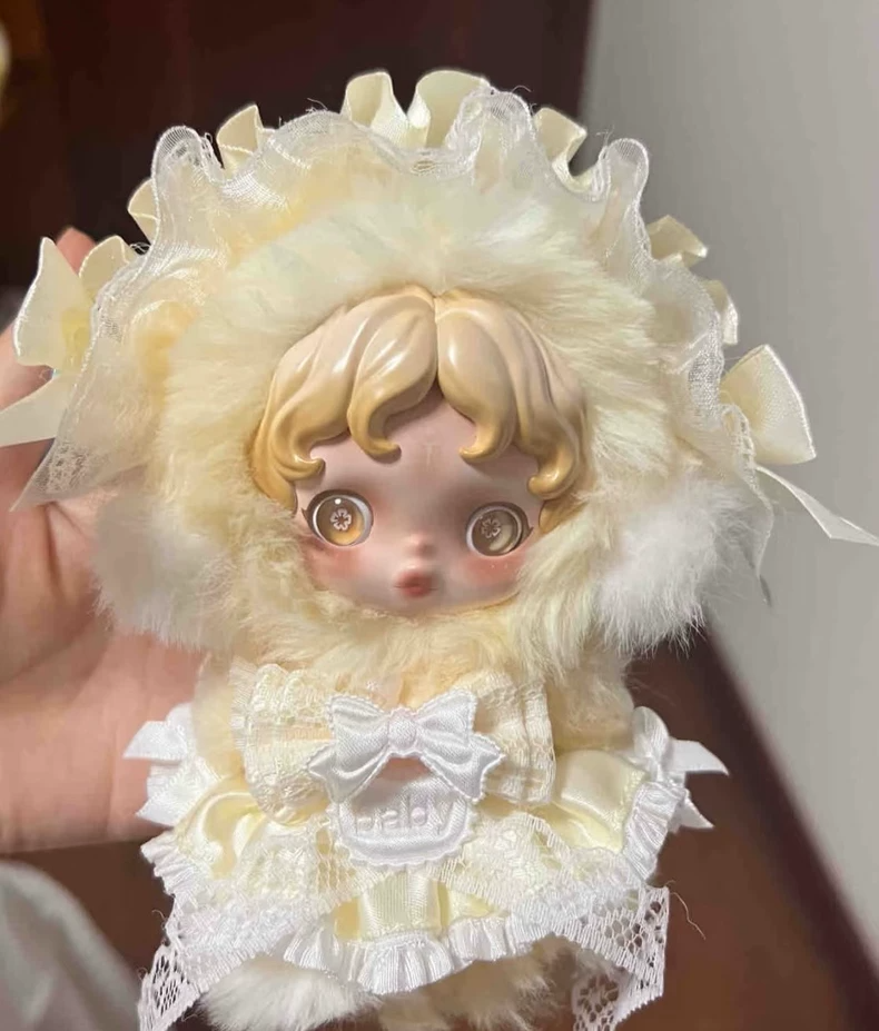 Charming Skullpanda Doll Outfit: Elegant Headband & Stylish Skirt in Blue, Yellow & Pink | Perfect for Collectors - Image 2