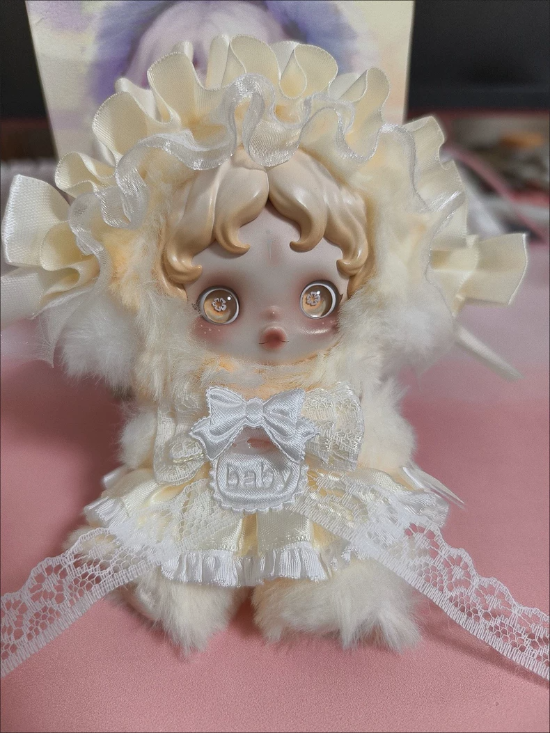 Charming Skullpanda Doll Outfit: Elegant Headband & Stylish Skirt in Blue, Yellow & Pink | Perfect for Collectors - Image 5