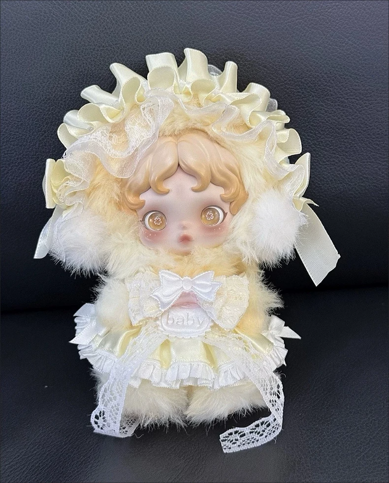 Charming Skullpanda Doll Outfit: Elegant Headband & Stylish Skirt in Blue, Yellow & Pink | Perfect for Collectors - Image 6