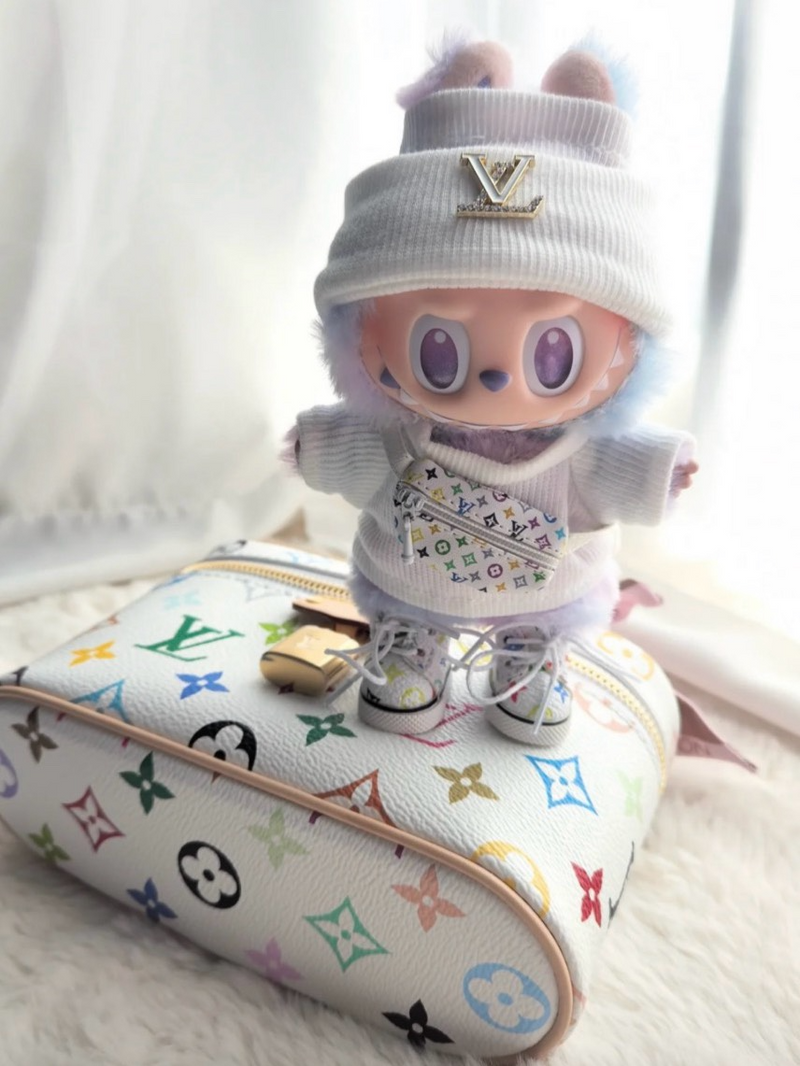 Stylish LABUBU Doll Outfit: Chic Hat, Sweater, Bag, Glasses & Sneakers – Premium Quality, Vibrant Colors - Image 1