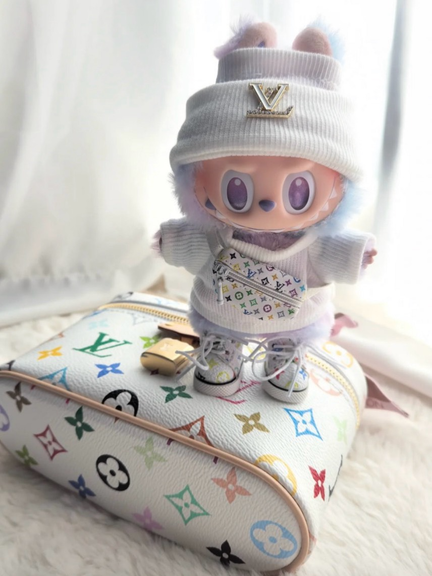 Stylish LABUBU Doll Outfit: Chic Hat, Sweater, Bag, Glasses & Sneakers – Premium Quality, Vibrant Colors - Image 1
