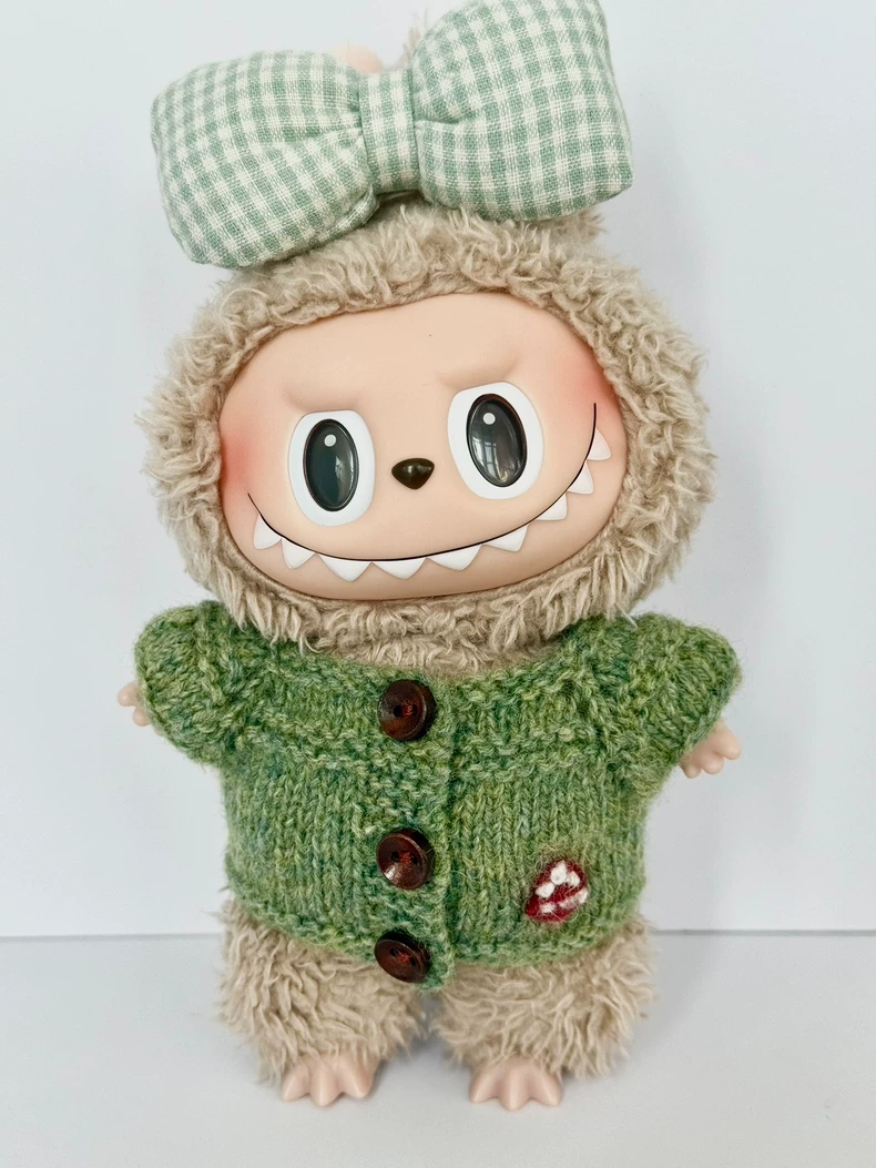 Handmade LABUBU Knit Cardigan Outfit with Adorable Bows – Soft Wool & Vibrant Colors - Image 3