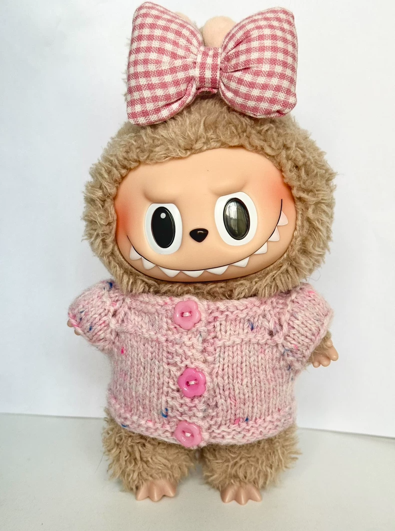 Handmade LABUBU Knit Cardigan Outfit with Adorable Bows – Soft Wool & Vibrant Colors - Image 4