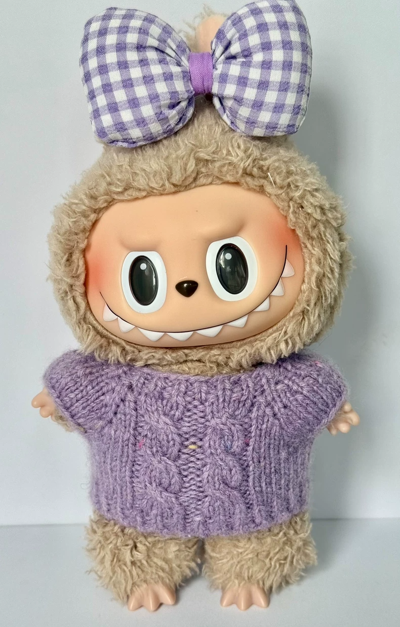 Handmade LABUBU Knit Cardigan Outfit with Adorable Bows – Soft Wool & Vibrant Colors - Image 5