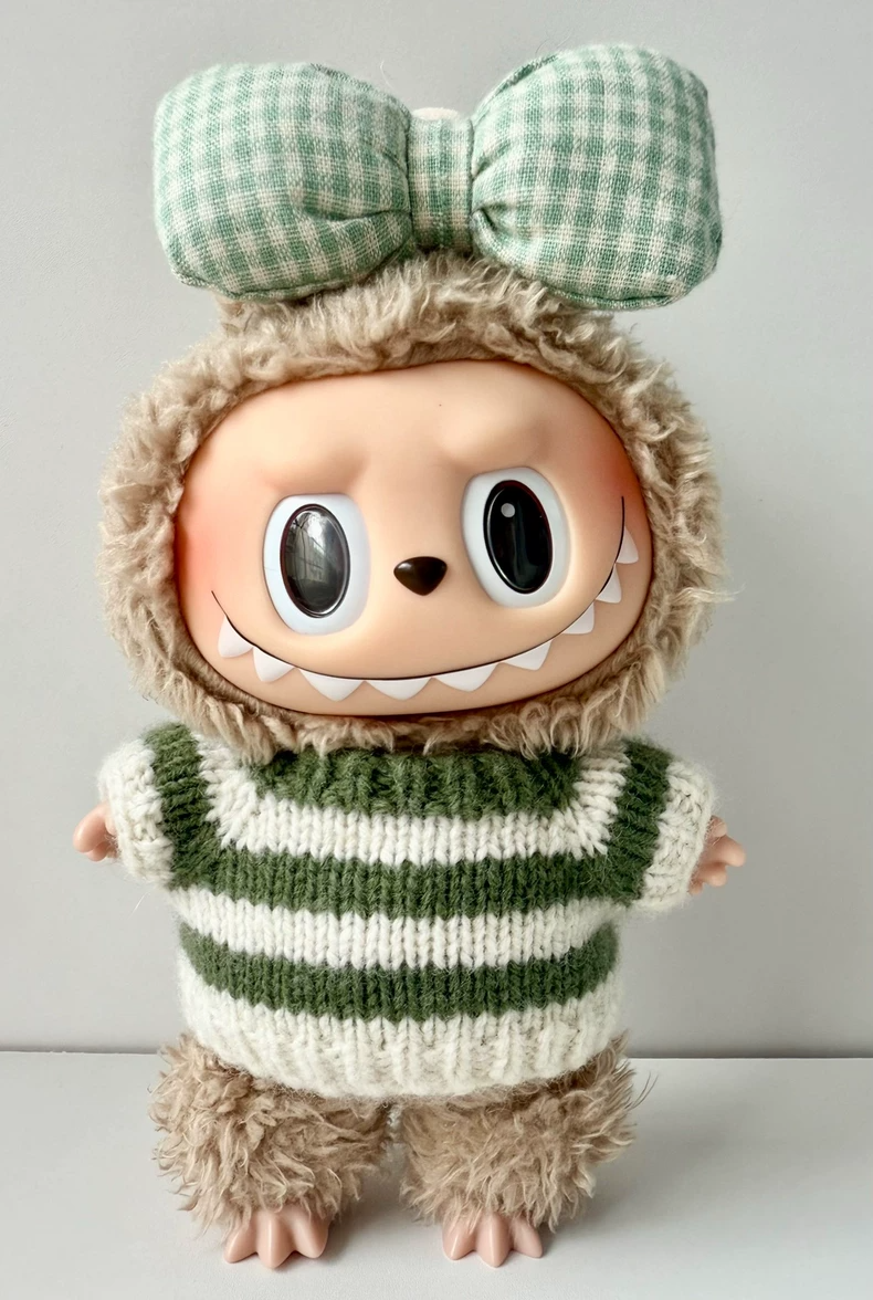 Handmade LABUBU Knit Cardigan Outfit with Adorable Bows – Soft Wool & Vibrant Colors - Image 6