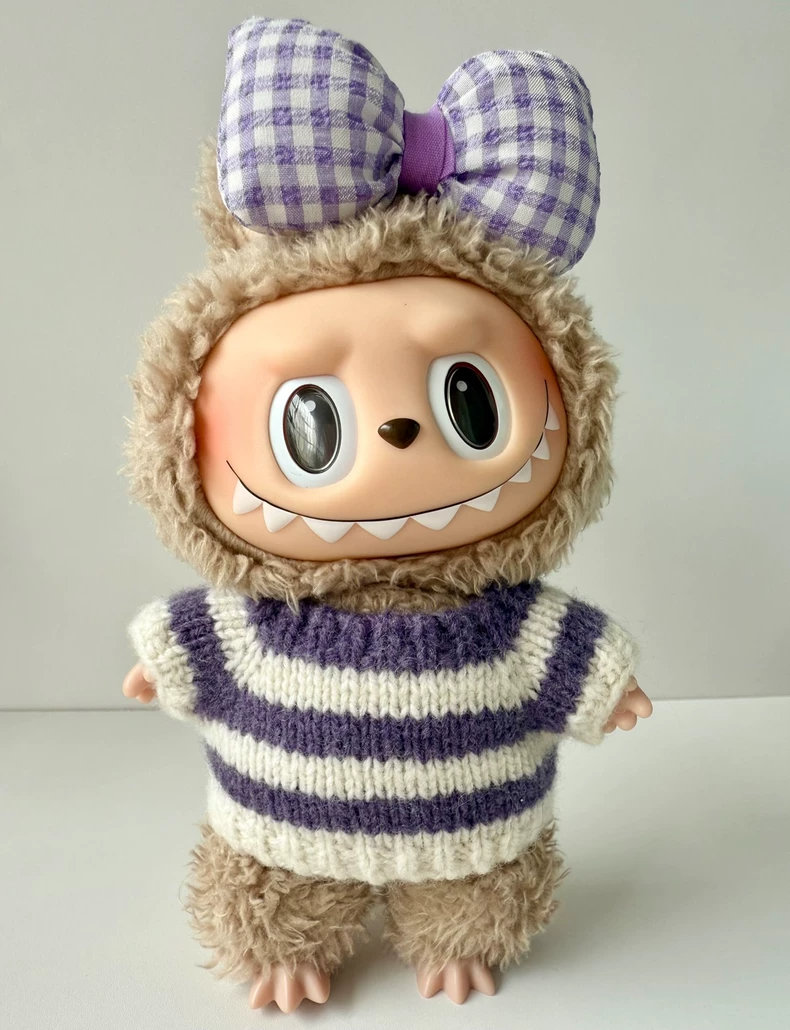 Handmade LABUBU Knit Cardigan Outfit with Adorable Bows – Soft Wool & Vibrant Colors - Image 7