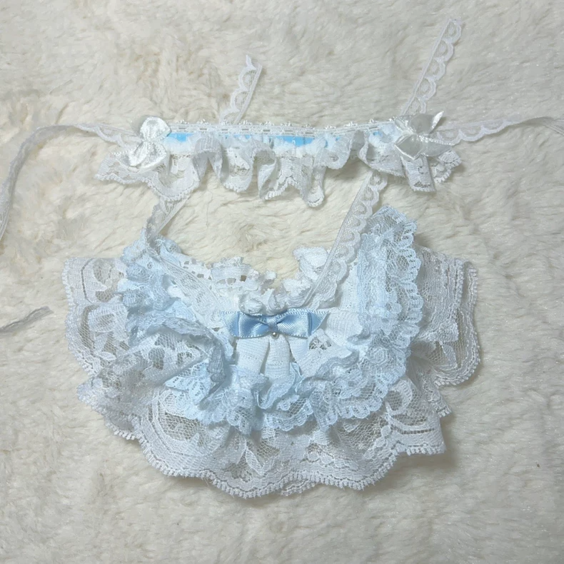 Enchanting Skullpanda Doll Outfit: Elegant Lace Dress & Headpiece in Pastel Pink - Image 4