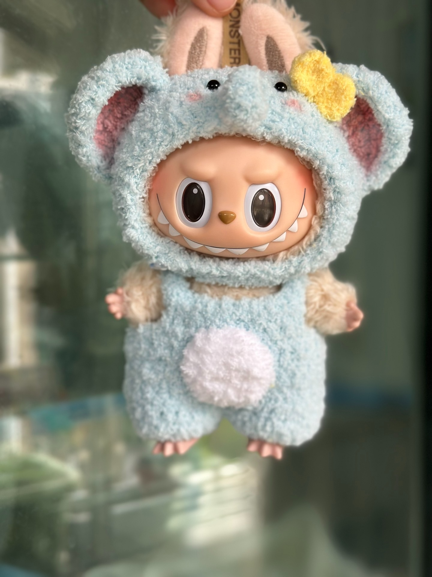 Charming Labubu Doll Outfit: Pastel Blue Hat & Overalls for THE MONSTERS Series - Image 1