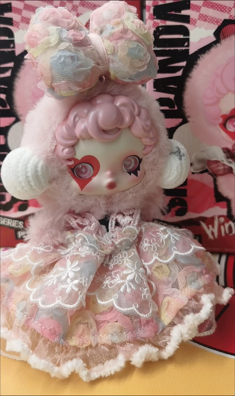 Whimsical Labubu Doll Outfit: Pastel Lace Ensemble with Floral Headband for Collectors & Play - Image 2