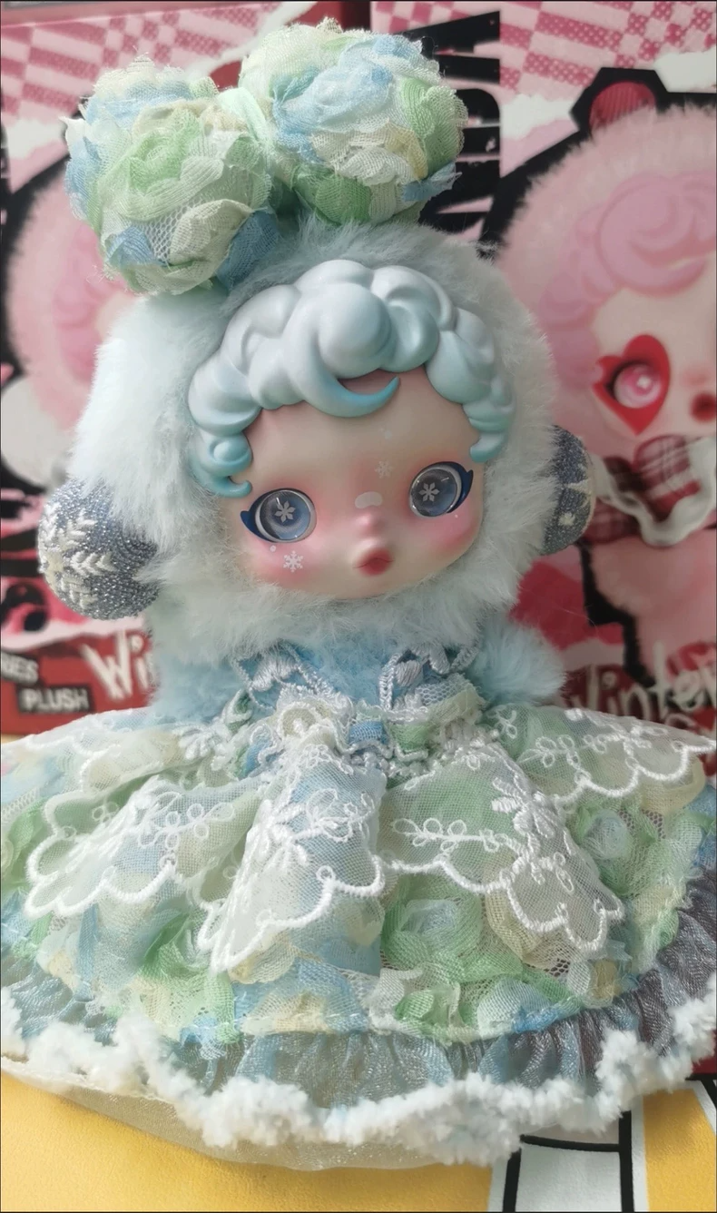 Whimsical Labubu Doll Outfit: Pastel Lace Ensemble with Floral Headband for Collectors & Play - Image 4