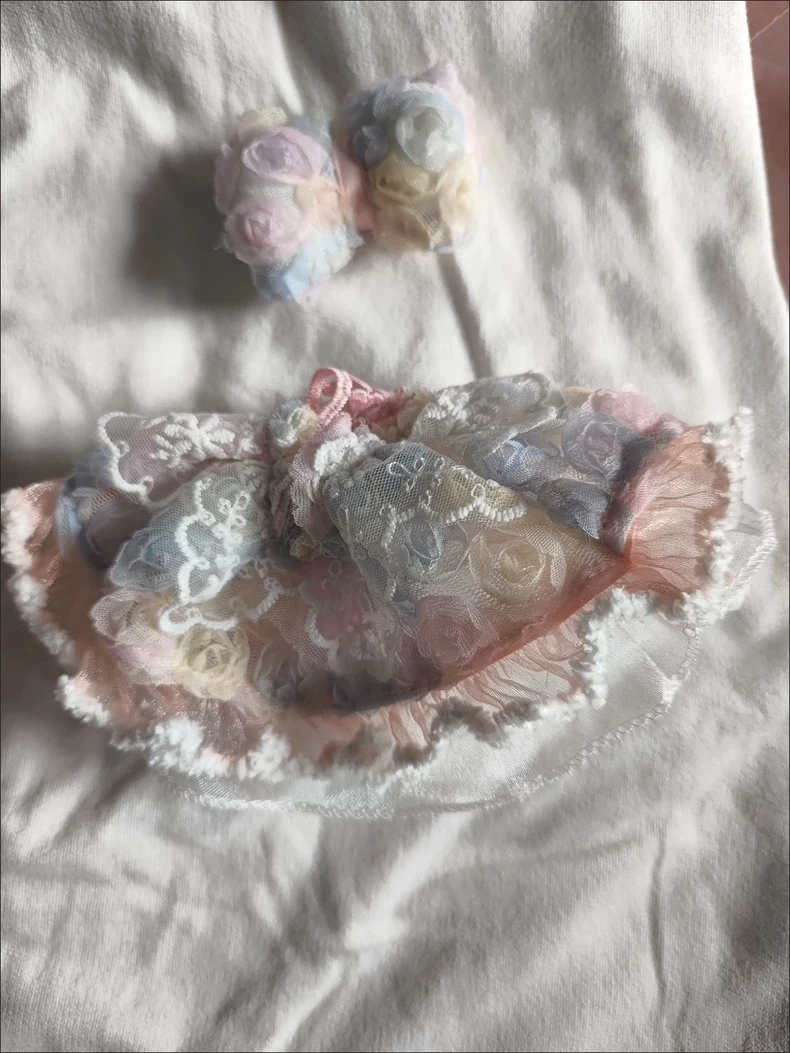 Whimsical Labubu Doll Outfit: Pastel Lace Ensemble with Floral Headband for Collectors & Play - Image 7