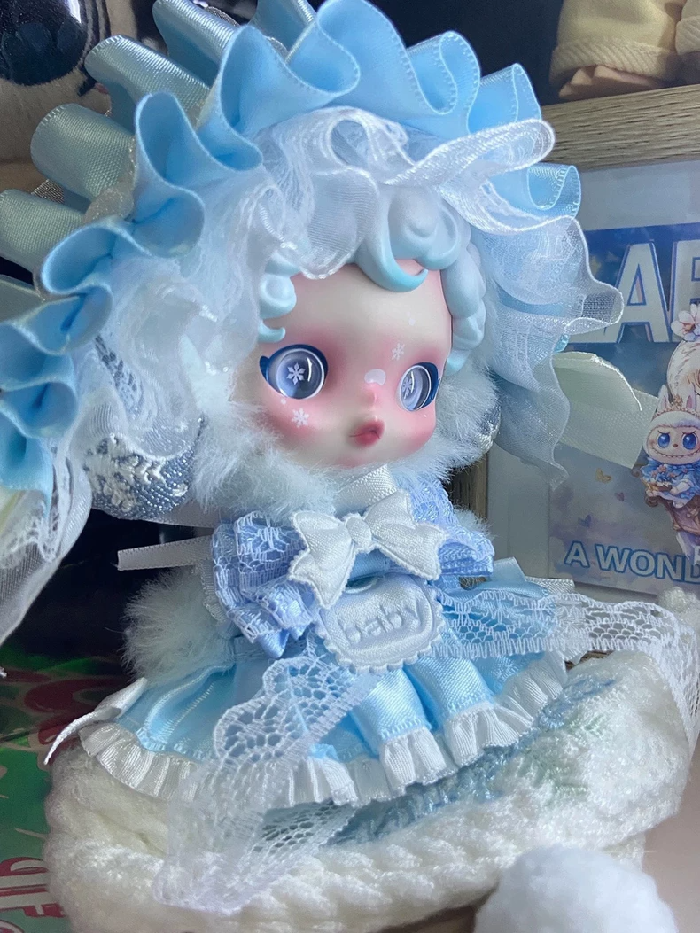 Whimsical Skullpanda Doll Outfit: Elegant Lace Dress with Bows & Pastel Hues for Collectors - Image 1