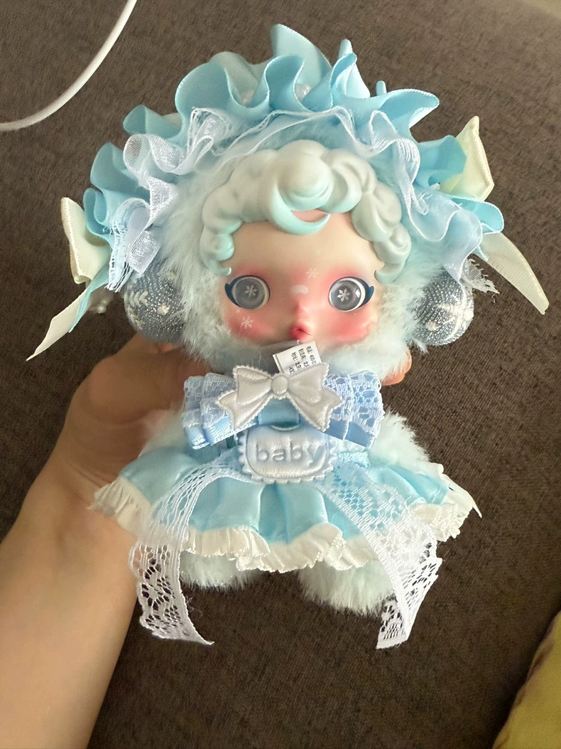 Whimsical Skullpanda Doll Outfit: Elegant Lace Dress with Bows & Pastel Hues for Collectors - Image 7
