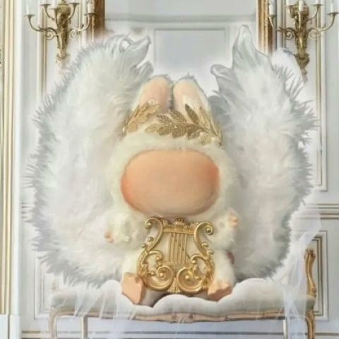 Premium Labubu Angel Outfit: Celestial Wings, Harp & Crown for High-End Doll Collectors - Image 3