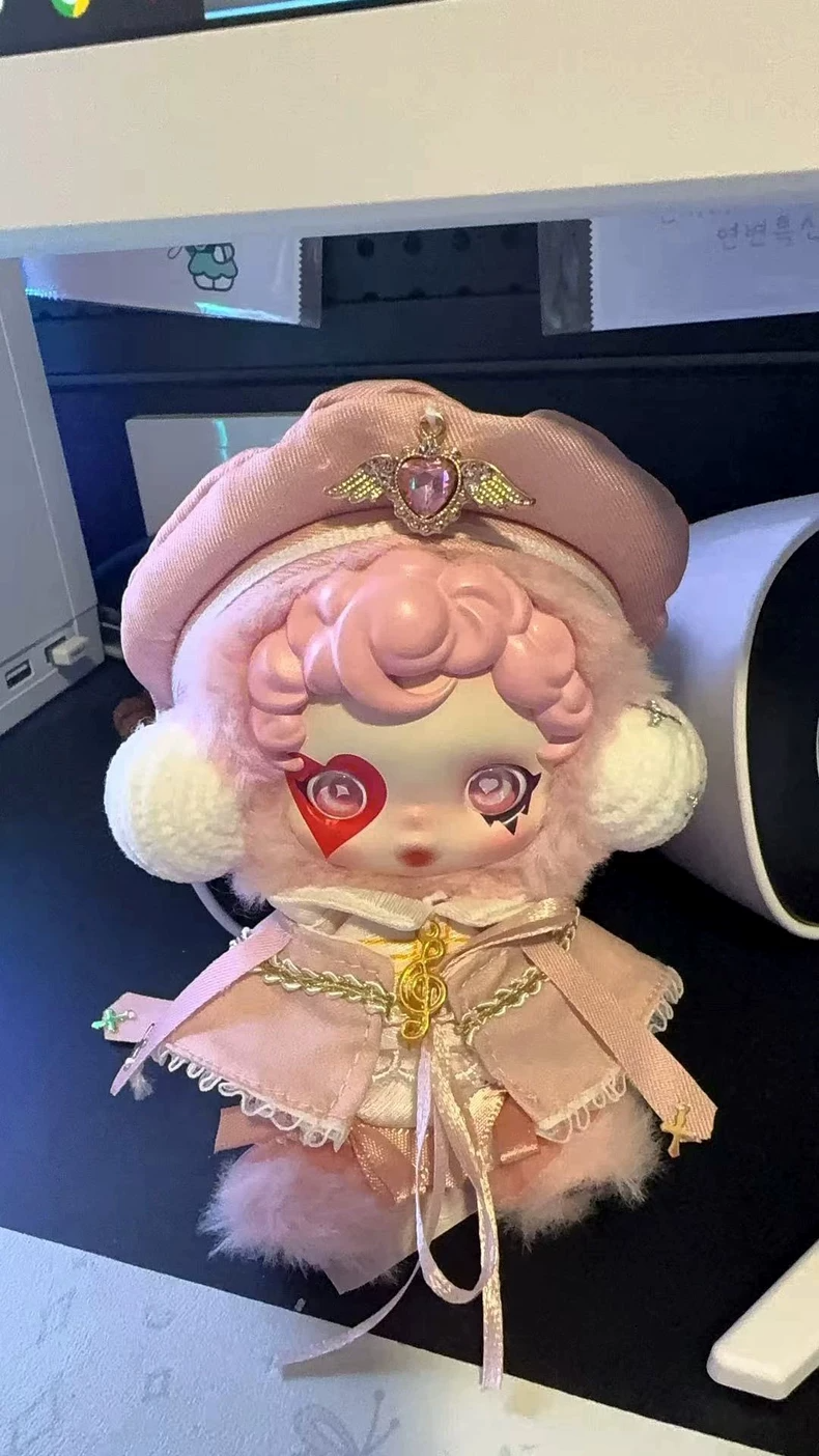 Charming Skullpanda Doll Outfit: Pink & Blue Headband & Skirt Ensemble for Collectors - Image 2