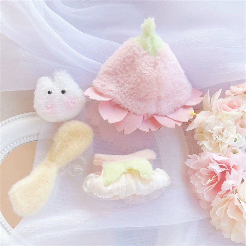 Whimsical Labubu Doll Outfit: Pastel Hat, Skirt & Wings Ensemble for 17cm Dolls - Image 2