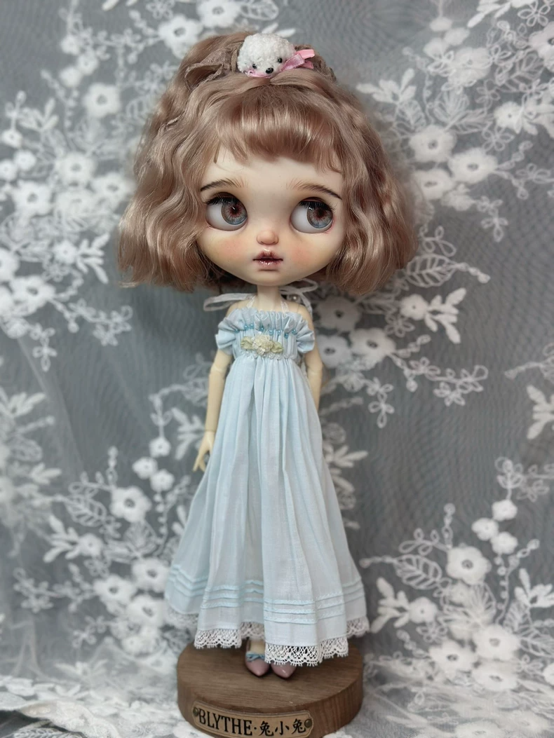 Exquisite Pastel Blue Blythe Doll Dress – Handcrafted Elegance for ob24 Dolls - Image 1