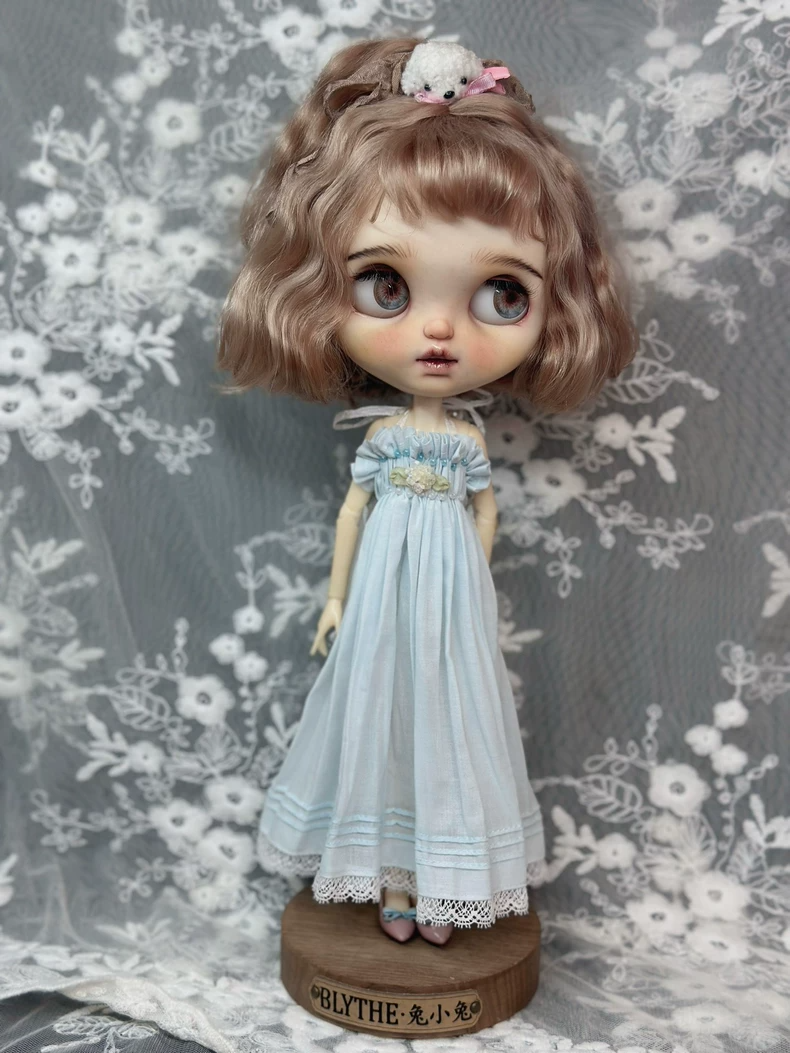 Exquisite Pastel Blue Blythe Doll Dress – Handcrafted Elegance for ob24 Dolls - Image 2
