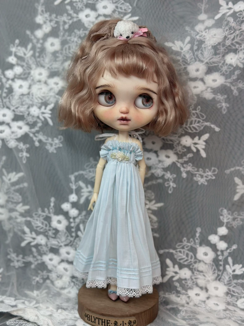 Exquisite Pastel Blue Blythe Doll Dress – Handcrafted Elegance for ob24 Dolls - Image 3